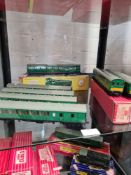 Hornby Dublo Electric Motor Coach (No. 2250) 2 Rail and 2 boxed dummy driving coaches and 4 similar