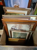 Two boxes of assorted pictures