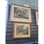 A pair of watercolours by Digby and one other painting of trees, the largest 53cm x 38cm