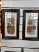 A pair of late Victorian paintings on opaque glass