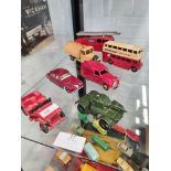 Mixed vintage die cast to include a Dinky double decker with Dunlop livery and a Nestle's Austin van