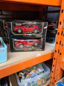 B- Burago 1:18 scale a selection of 5 B-Burago Ferraris and Jaguars, and one other by Signatures Mod