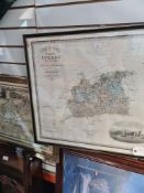 A 19th Century, Country map of Surrey, and one other reproduction map