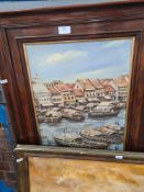A 1950s oil of Singapore river from Anderson bridge, 36.5 x 48cms, and another