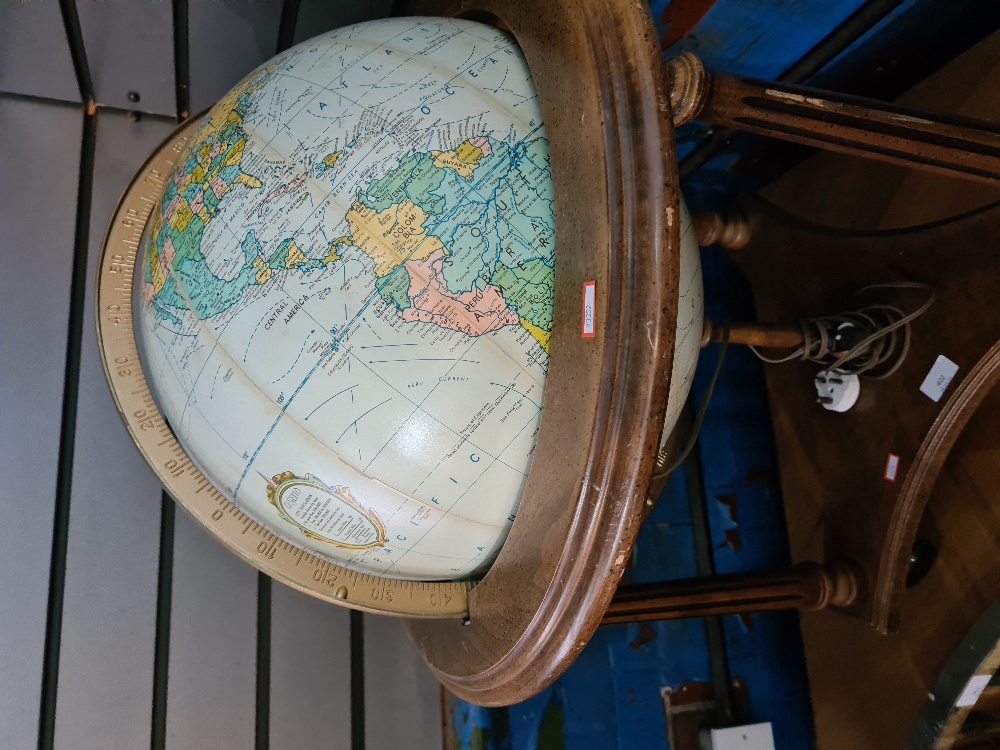 A reproduction illuminated globe on wooden stand, height 78cms - Image 3 of 3