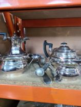 A silver plated tea and coffee set and other plated items