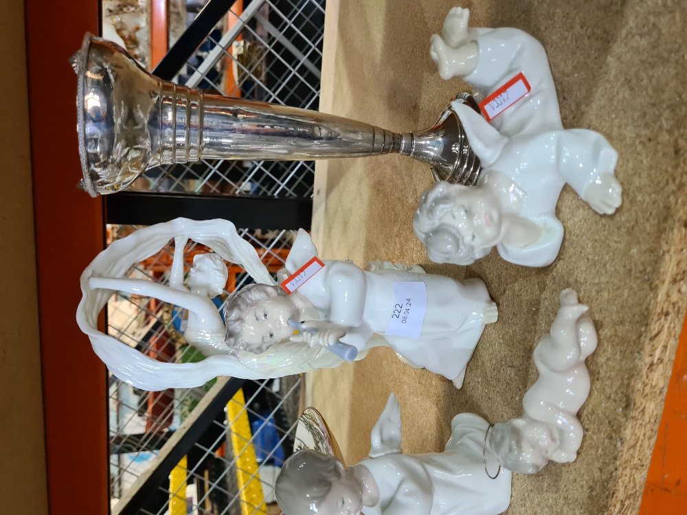 A silver vase, scent bottle with silver knob, 4 Lladro angels and sundry - Image 2 of 3