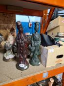 A selection of mixed ceramics, oriental crackle glazed vase, oriental figures, silver plate, etc