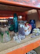Mixed glassware including a vase by Cathryn Shiling
