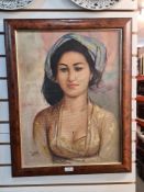 A late 20th Century, oil portrait of young lady, signed, 44 x 58.5cm