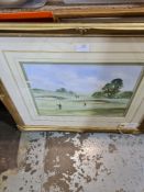 A watercolour of Golfers, by Digby Page and 4 other pictures