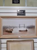Anthony Robert Klitz; a late 1970s oil painting of Tower Bridge and River Thames, signed, 75 x 37cms