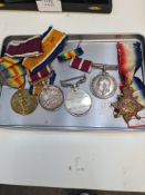 Medals, a World War I group of 5 to 14475 W.O. CL1, G JENKINS  R.A. to include 1914/15 Star inscribe