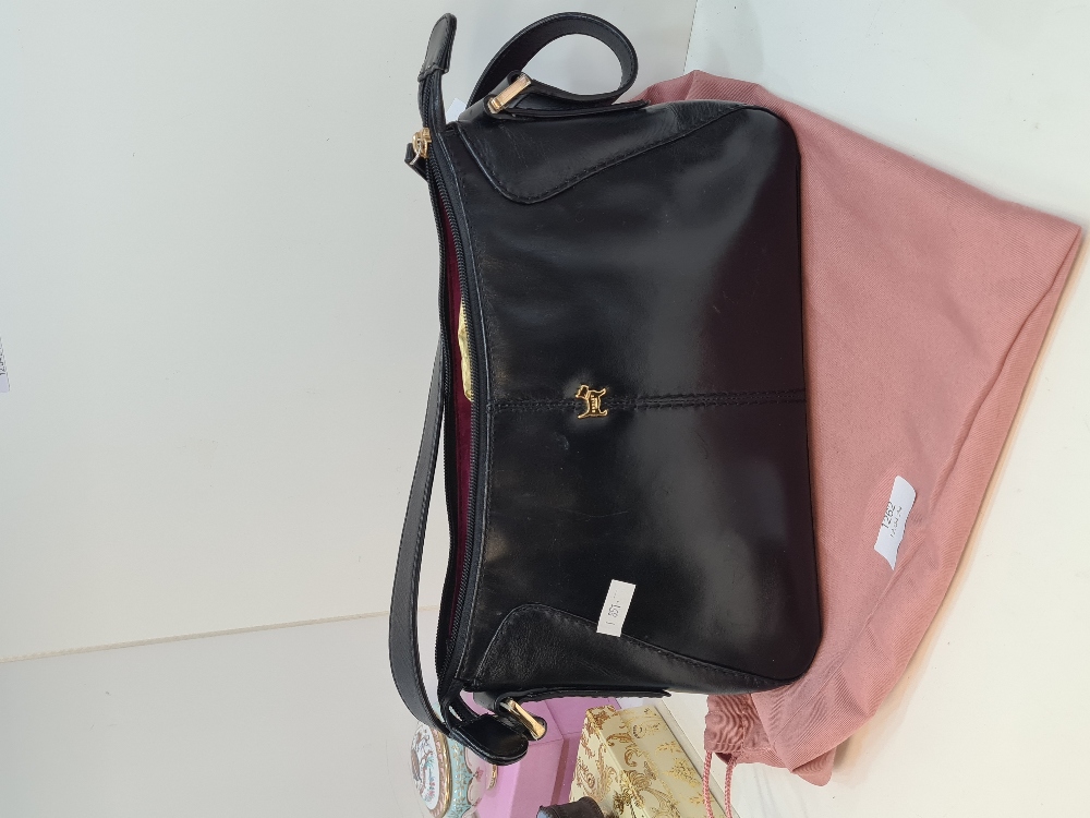 A Radley black leather handbag and protective drawstring Radley cover - Image 2 of 2