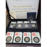 A Silver Proof 2018 RAF Centenary 3 coin set, a Silver Proof 2019 3 coin D-Day set, a 2016 UK Date S