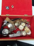 Box mixed costume jewellery including watches including HADO, Invicta, Sornadat, etc