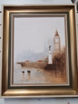 Anthony Robert Klitz; a late 1970s oil painting of Big Ben, signed, 34.5 x 44.5cms