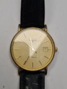 Longines, a 9ct yellow gold cased 'Longines' Presence, quartz movement watch, with inscription to re