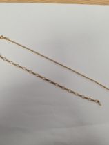 2 9ct yellow gold bracelets on a figaro chain ad the other herringbone, both marked 375, approx. 4.4