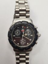 Tag Heuer; a gents stainless steel Tag Heuer watch on original strap, CA1211- RO Chronograph watch