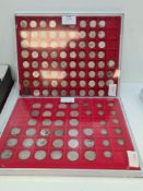 Two coin trays containing silver shillings, silver sixpences silver three pence from 1817 - 1942