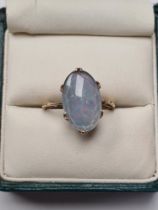 9ct yellow gold dress ring set with oval opal triplet, in 6 claw mount, marked 375, size O, 2.82g