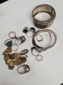 Quantity of silver bracelets and dress rings, etc