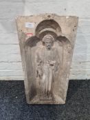 An old Religious plaster plaque, , 58cms