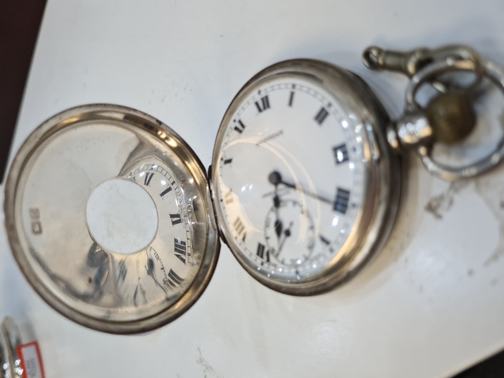 A silver half hunter pocket watch by Aaron Lufkin Dennison. The back having central vacant cartouche - Image 11 of 12