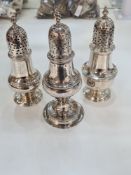 Three silver castles of various forms and hallmarks, to include 1757, Samuel Wood, 1750s - 70s, John