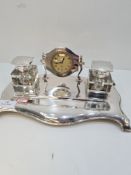 A George V silver desk stand hallmarked Birmingham 1928, Robert Pringle and Sons. Having two silver