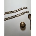 Two heavy sterling chain bracelets marked 'Italy' '925'. 6.05ozt approx. Also with a silver spoon, a