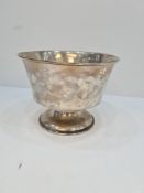 A large silver bowl on a raised pedestal circular base. Hallmarked London 1924, Alfred James Haw. 11
