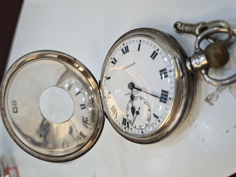 A silver half hunter pocket watch by Aaron Lufkin Dennison. The back having central vacant cartouche - Image 6 of 12