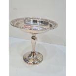 A Gorham silver bon bon dish having embossed border, on a raised pedestal circular base 17cm high, 1