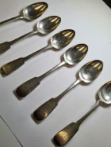 A set of six Georgian spoons by William Eaton, London 1837. 8.52ozt approx. Condition Report: No obv