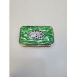 A fantastic Austrian green enamelled trinket box with central decorative cartouche. White metal lid