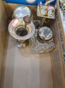 Two silver topped inkwells having cut glass details, one by Army and Navy Cooperative Society Ltd.,