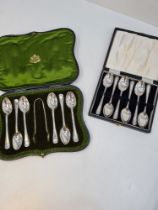 A cased set of six silver teaspoons having decorative borders, hallmarked Sheffield 1961 Cooper Brot