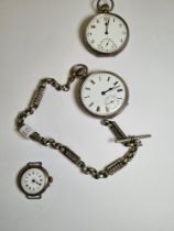 A silver pocket watch marked 925, with the import mark. With another silver Birmingham pocket watch