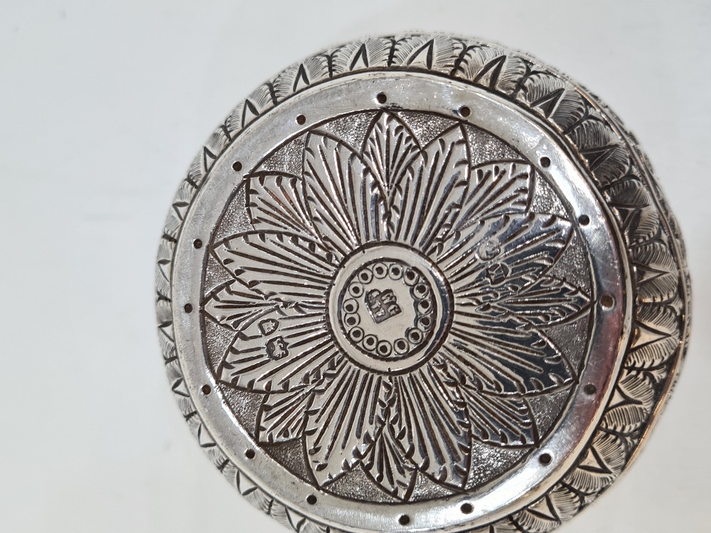 A heavily embossed Victorian Silver bowl having foliage scrolls in relief. The base engraved with or - Image 3 of 6