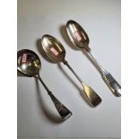 A Georgian silver dessert spoon, London 1783, with another silver spoon, Sheffield 1903, John Round