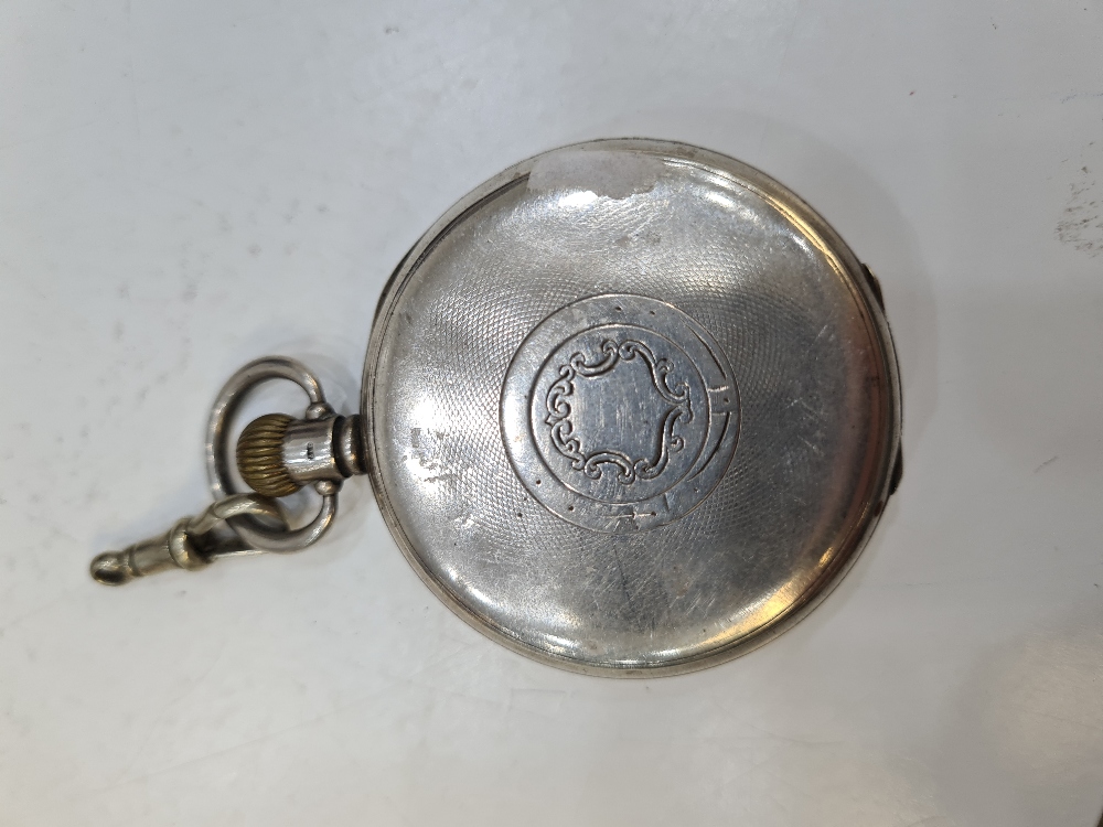 A silver half hunter pocket watch by Aaron Lufkin Dennison. The back having central vacant cartouche - Image 4 of 12