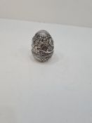 A Silver Victorian egg Snuff box having gilt interior and very decorative embossed exterior, featuri