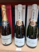Two bottles of Pol Roger Reserve Champagne and a bottle of Baron De Marck Champagne (3)