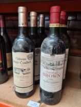 3 bottles of Chateau Belair Coubet Cotes de Bourg 2005 and three bottles of Chateau Brown Pessac-Leo