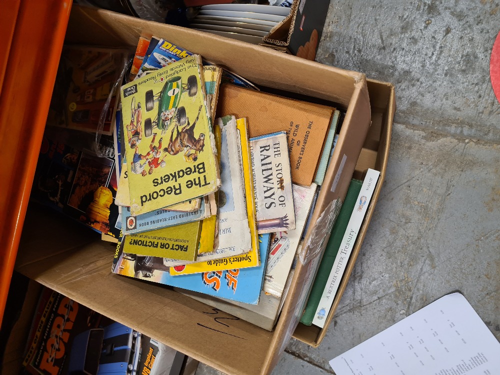 A box of children's books including Ladybird, plus one other box of books
