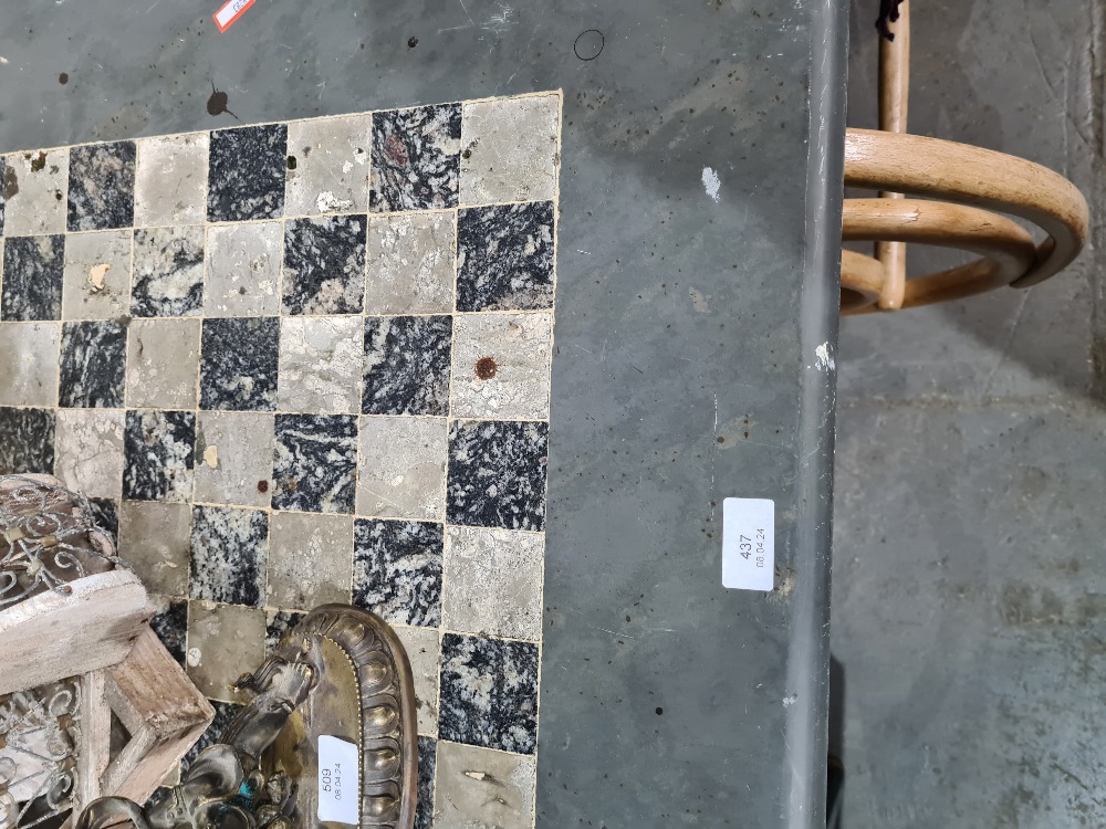 A marble pedestal table having square top with chess board centre, 66cms - Image 2 of 5