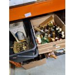 A small box of Alcoholic miniatures, glassware and sundry