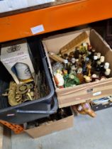 A small box of Alcoholic miniatures, glassware and sundry